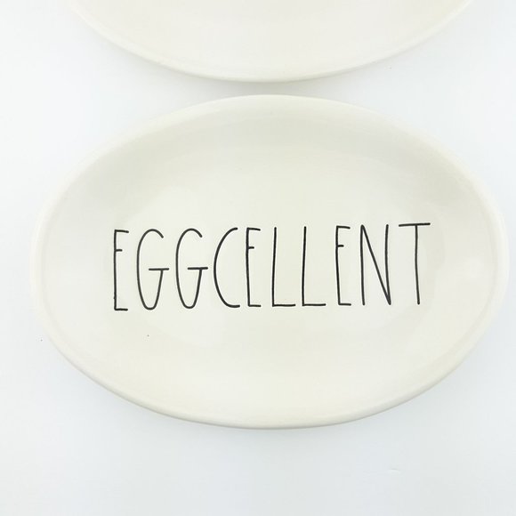 Rae Dunn Eggcellent Snack Dessert Plate Set Of 2 - Picture 4 of 11